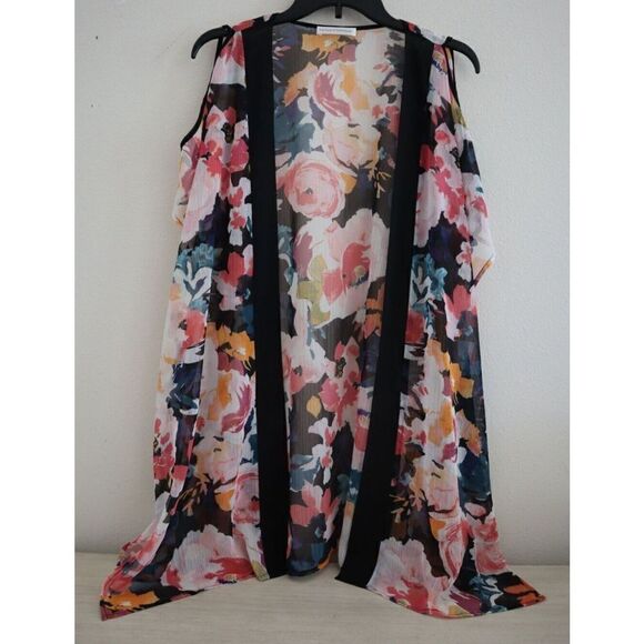 Fortune Swimwear Women's One Size Garden Floral Cold Shoulder Kimono Cover Up - Picture 1 of 6